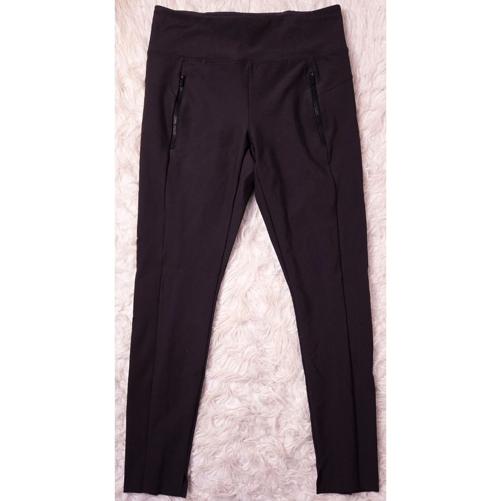 Athleta Stellar Tights Skinny Pants Dark Purple Zipper Pockets Ankle